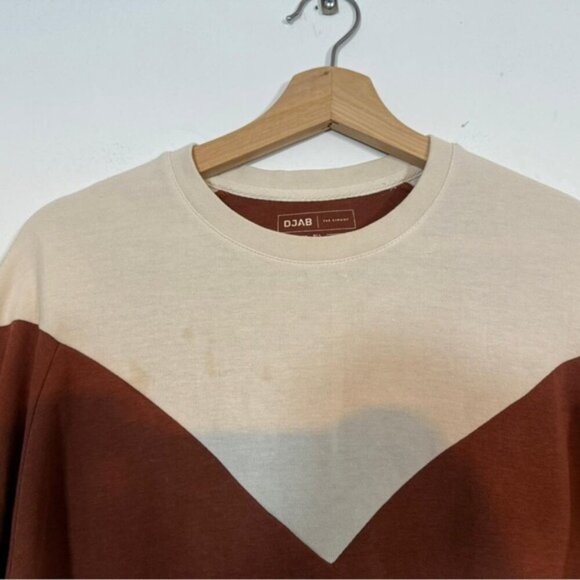 DJAB by Simons Long Sleeve Organic Cotton Shirt - Size L - Two-Tone Rust & Cream - Picture 3 of 8